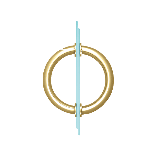 Polished Brass 5-1/8" Tubular Back-to-Back Circular Style Brass Shower Door 3/4" Diameter Pull Handles