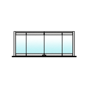 Satin Anodized 4-Panel Bipart Overhead Track Half Bi-Fold Door Configuration
