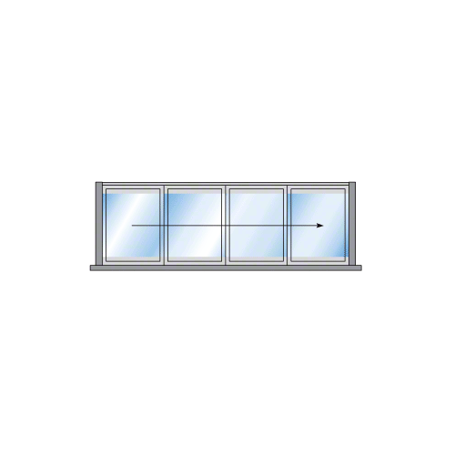 S55 Monterey Bi-Fold 4 Panel Right Hand Exterior Swing with Raised Sill Satin Anodized