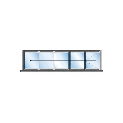 S55 Monterey Bi-Fold 5 Panel Left Hand Interior Swing with Flush Sill and Exterior Lever Lock White Powder Coat