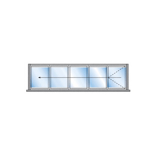 S55 Monterey Bi-Fold 5 Panel Left Hand Interior Swing with Raised Sill and Exterior Lever Lock Satin Anodized