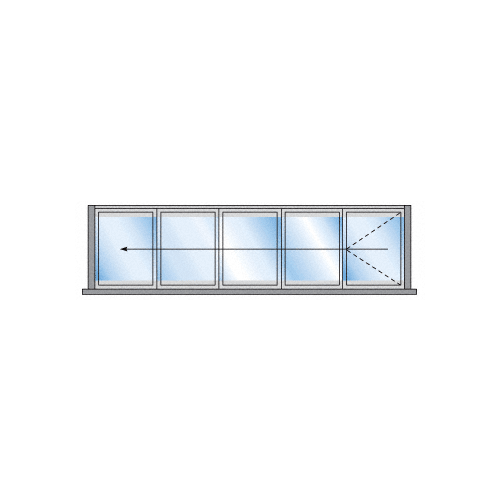 S55 Monterey Bi-Fold 5 Panel Left Hand Interior Swing with Raised Sill Satin Anodized