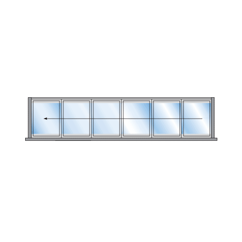 S55 Monterey Bi-Fold 6 Panel Left Hand Interior Swing with Flush Sill Satin Anodized