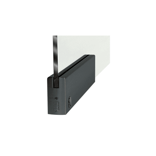 Black Powder Coated 1/2" Glass 4" Square Door Rail With Lock - 9-1/2" Patch