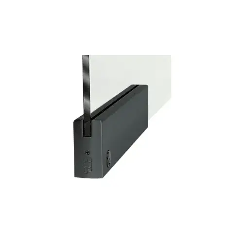 Black Powder Coated 1/2" Glass 4" Square Door Rail With Lock - 9-1/2" Patch