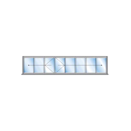 S80 Monterey Thermally Broken 3+5 Bi-Fold Bi-Part Exterior Swing with Raised Sill and Exterior Lever Lock Wood Grain Powder Coat