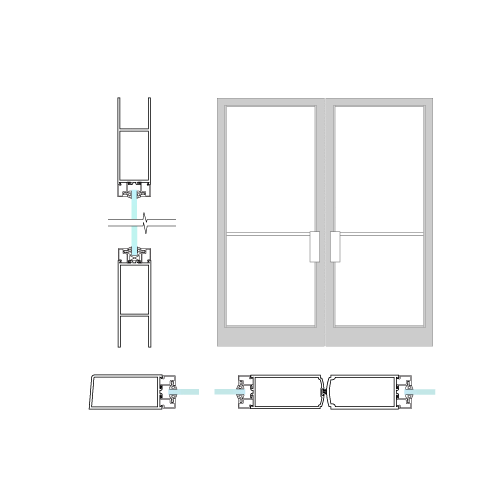 Double Doors Medium Stile NOA 72" x 84" Non Impact Offset Pivoted Door Bronze Black Anodized