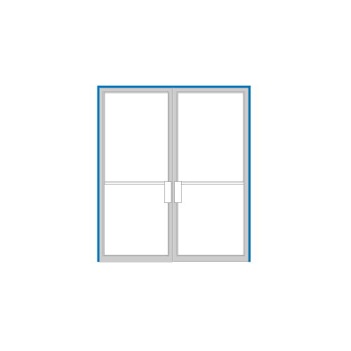 Clear Anodized Double Doors NOA 1-3/4" x 4-1/2" Up and Over Frame for Pair 72" x 84" Doors with Offset Pivots for Surface Mount Closer