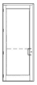 White KYNAR Paint DH-350 Series Hurricane Impact Medium Stile Single Door 36" x 84" Left Hand Swing Out with Standard Dor-O-Matic Panic