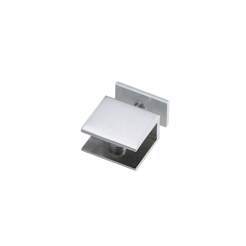 Satin Chrome Thru-Glass Square Cornered Shelf Clamp