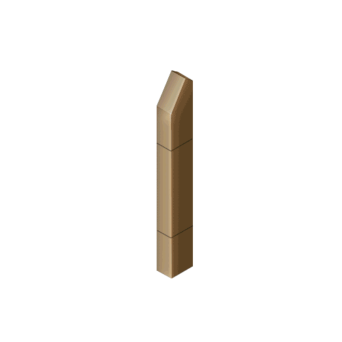 Polished Bronze Bollard 6" x 4" Rectangular with Angled Top and Single Line Accents