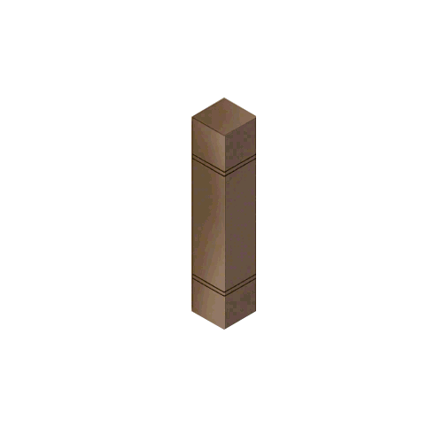 Polished Bronze Bollard 9" Square with Flat Top and Double Line Accents