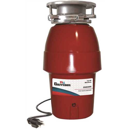 Garrison 10-US-GR95-3B 1/2 HP Mid Duty Continuous Feed Garbage Disposal with Power Cord