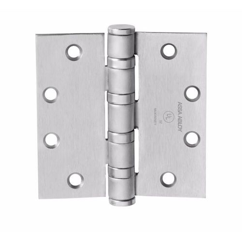 McKinney T4A3786541226D 5" x 4-1/2" Square Corner Heavy Weight 5 Knuckle Ball Bearing Hinge #58443 Satin Chrome Finish