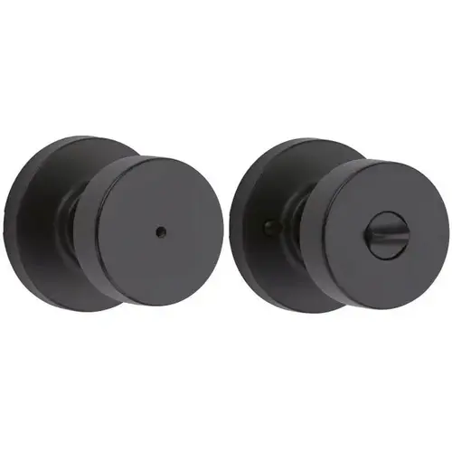 Pismo Knob with Round Rose Privacy Lock with 6AL Latch and RCS Strike Iron Black Finish