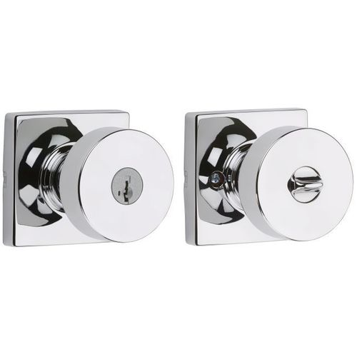 Pismo Knob with Square Rose Entry Lock SmartKey with 6AL Latch and RCS Strike Bright Chrome Finish