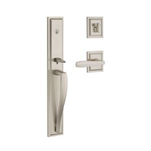Baldwin Prestige 180TPEXTOLSLB15S Complete Single Cylinder Torrey Pines Full Plate Handleset By Torrey Pines Lever and Square Rose with Smart Key Satin Nickel Finish