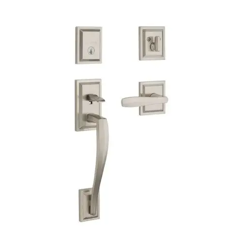 Baldwin Prestige 180TPHXTOLSLB15S Complete Single Cylinder Torrey Pines Sectional Handleset By Torrey Pines Lever and Square Rose with Smart Key Satin Nickel Finish