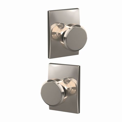 Bowery Knob with Century Rose Non Turning Dummy Lock Bright Nickel Finish