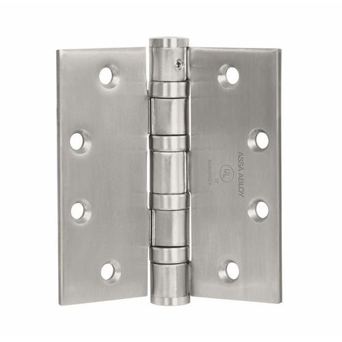 4-1/2" x 4-1/2" Square Corner Non Ferrous Heavy Weight 5 Knuckle Ball Bearing Hinge Non Removable Pin # 61814 Satin Stainless Steel Finish