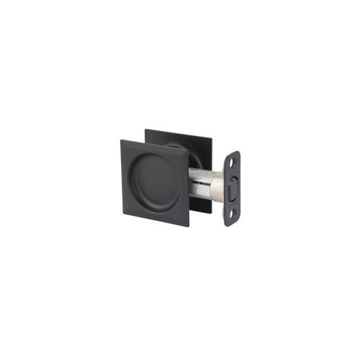 Square Pocket Door Passage Lock, Iron Black