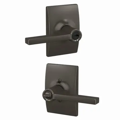 Latitude Lever with Century Rose Keyed Entry Lock C Keyway with 16086 Latch and 10027 Strike Black Stainless Finish