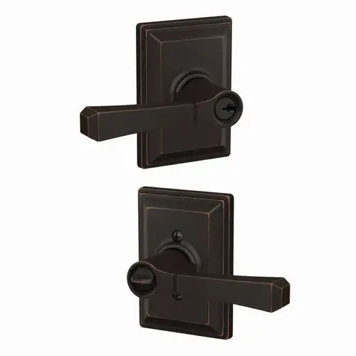 Rivington Lever with Grandville Rose Keyed Entry Lock C Keyway with 16086 Latch 10027 Strike Aged Bronze Finish