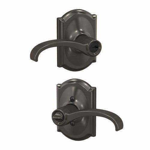 Whitney Lever with Camelot Rose Keyed Entry Lock C Keyway with 16086 Latch and 10027 Strike Black Stainless Finish