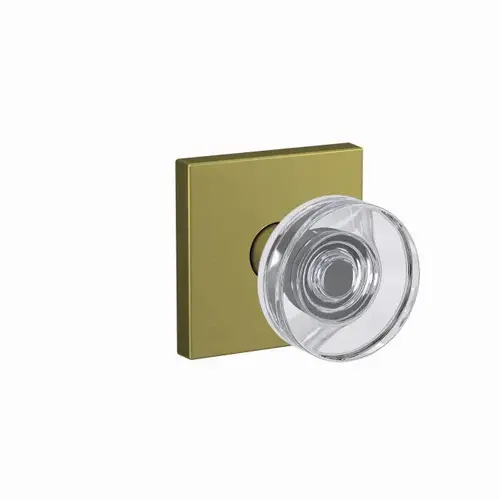 Dawes Glass Knob with Collins Rose Non Turning Dummy Lock Satin Brass Finish