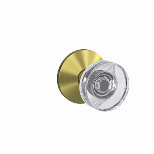 Dawes Glass Knob with Kinsler Rose Non Turning Dummy Lock Satin Brass Finish