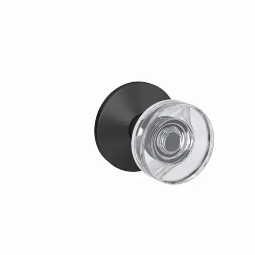 Dawes Glass Knob with Kinsler Rose Non Turning Dummy Lock Matte Black Finish