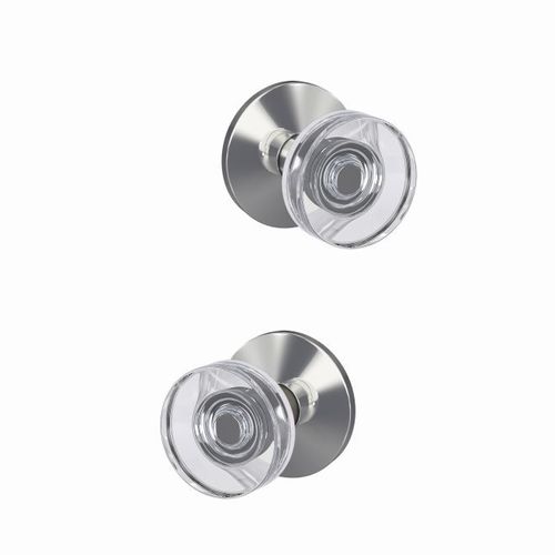 Dawes Glass Knob with Kinsler Rose Passage and Privacy Lock with 16600 Latch and 10027 Strike Bright Chrome Finish