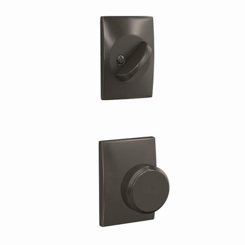 Bowery Knob with Century Rose Interior Active Trim with 16680 Latch and 10269 Strike Black Stainless Finish