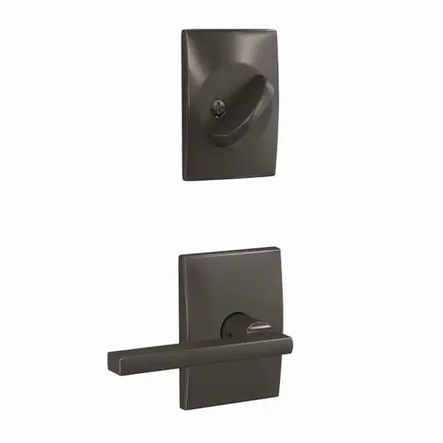 Latitude Lever with Century Rose Interior Active Trim with 16680 Latch and 10269 Strike Black Stainless Finish