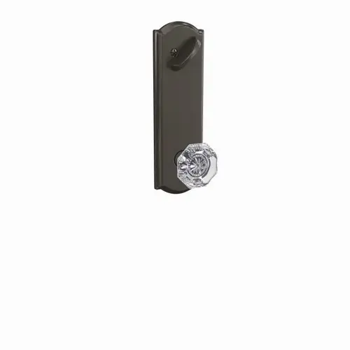 Alexandria Glass Knob with Camelot Escutcheon Interior Active Trim with 16680 Latch and 10269 Strike Black Stainless Finish