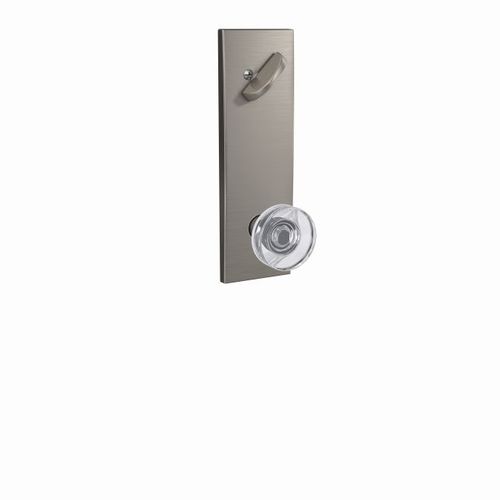 Dawes Glass Knob with Century Escutcheon Interior Active Trim with 16680 Latch and 10269 Strike Satin Nickel Finish