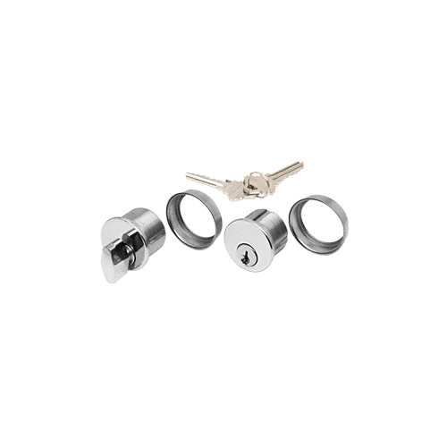 Polished Stainless AMR Series Keyed Cylinder and Thumbturn for Center Housed Lever Latch with North American Round Cylinder Style Lock