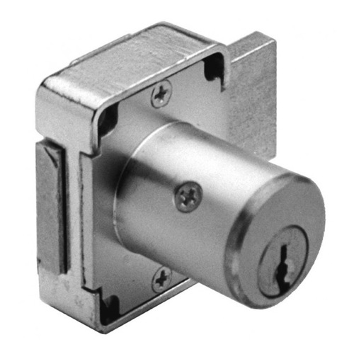 SQUARE BACK DOOR LOCK US26D PIN TUMBLER NATIONAL KEYWAY DRAWER LOCK 7/8 INCHES SATIN CHROME