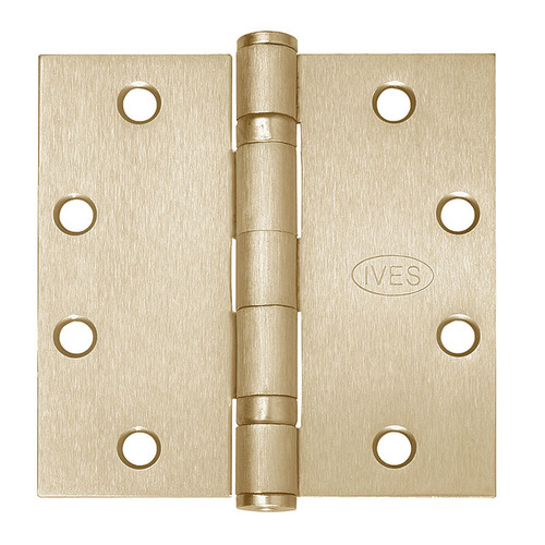 IVES 5BB1 4.5X4.5 606 NRP 5-Knuckle Ball Bearing Hinge, Standard Weight, 4-1/2" x 4-1/2", Non-Removeable Pin, Satin Brass