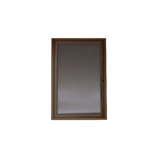 Dark Bronze 24" x 36" Hinged Single Door Bulletin Board Case With Charcoal Cork Backboard