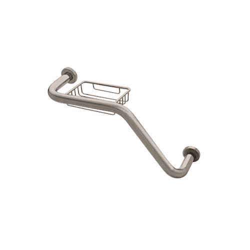 Brushed Nickel 20" 135 Degree Grab Bar With Wire Basket