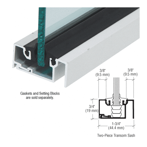 Clear Anodized Transom Sash for 1/4" or 3/8" Glass - 21'