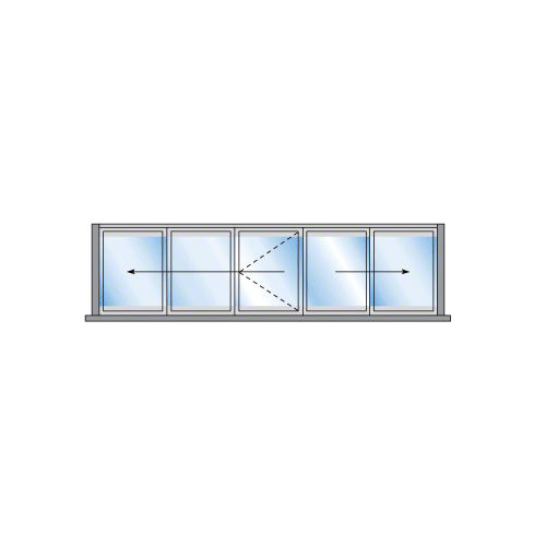 S80 Monterey Thermally Broken 3+2 Bi-Fold Bi-Part Exterior Swing with Raised Sill Wood Grain Powder Coat