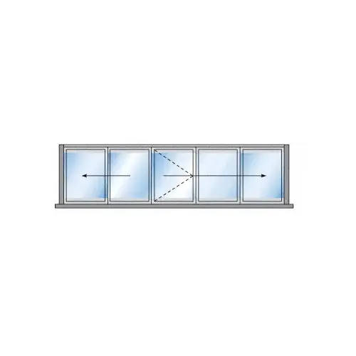 CRL M5B23F1SAL S55 Monterey 2+3 Bi-Fold Bi-Part Interior Swing with Flush Sill and Exterior Lever Lock Satin Anodized