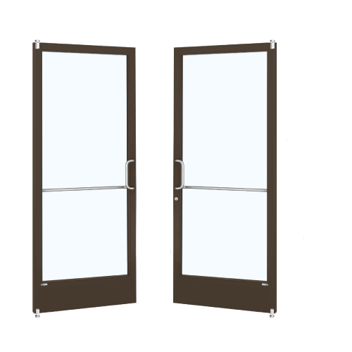 Bronze Black Anodized Custom Size Pair Series 250 Narrow Stile Offset Pivot Entrance Doors for Overhead Concealed Door Closers