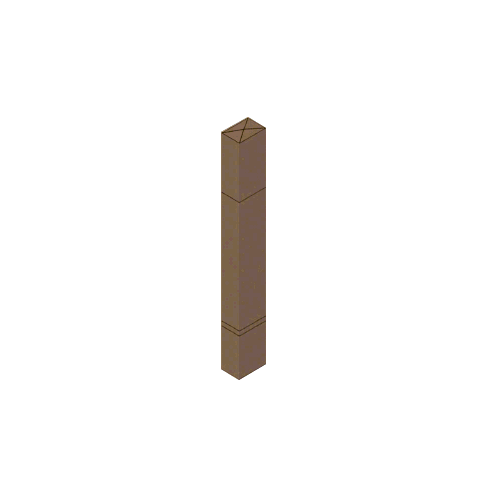 Bronze Bollard 6" x 4" Rectangular with Raised Top and Double Line Accents