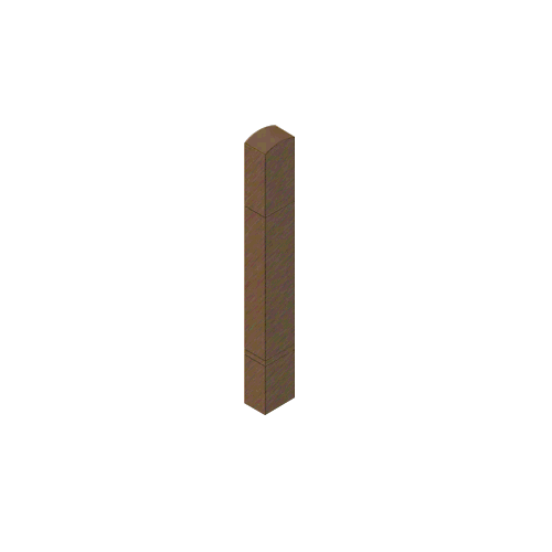 Brushed Bronze Bollard 6" x 4" Rectangular with Domed Top and Double Line Accents