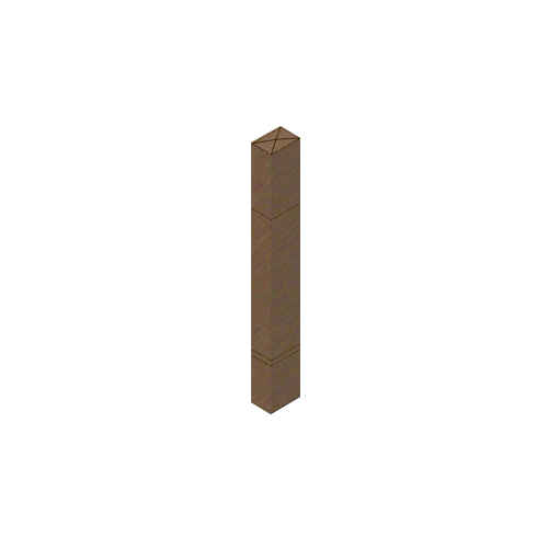 Brushed Bronze Bollard 6" x 4" Rectangular with Raised Top and Double Line Accents