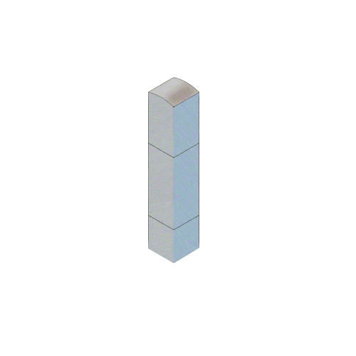 Brushed Stainless Steel Bollard 9" Square with Domed Top and Single Line Accents