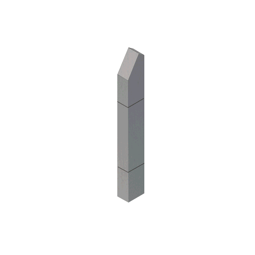Brushed Stainless Bollard 6" x 4" Rectangular with Angled Top and Single Line Accents